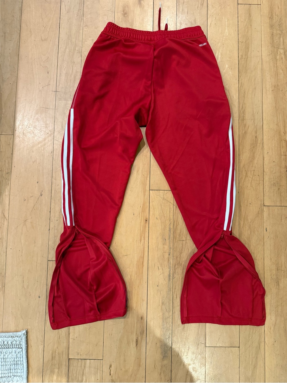 adidas mens Red Track Pants with Signature Stripes - Picture 2 of 3